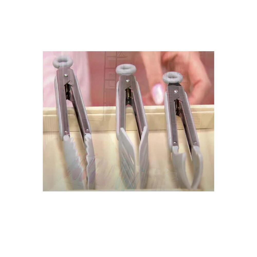 Cook's Essentials 3-Piece Stainless Steel Tong Gray